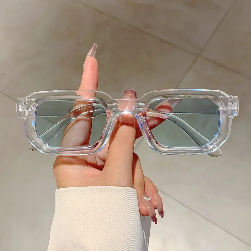Męskie okulary przeciwsłoneczne prostokątne w stylu vintage UV400 A