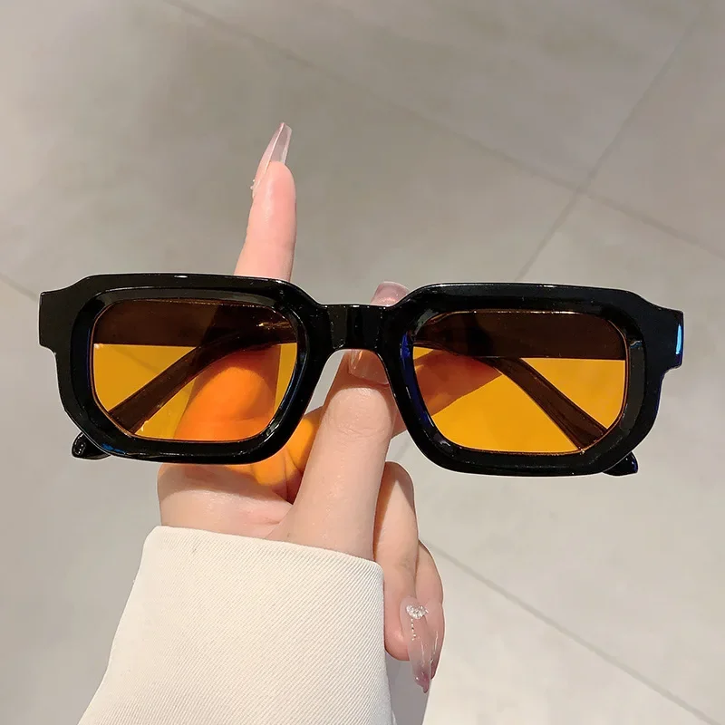 Męskie okulary przeciwsłoneczne prostokątne w stylu vintage UV400 D