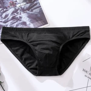 Męskie slipy bawełniane w stylu bikini - jednolity kolor Czarny
