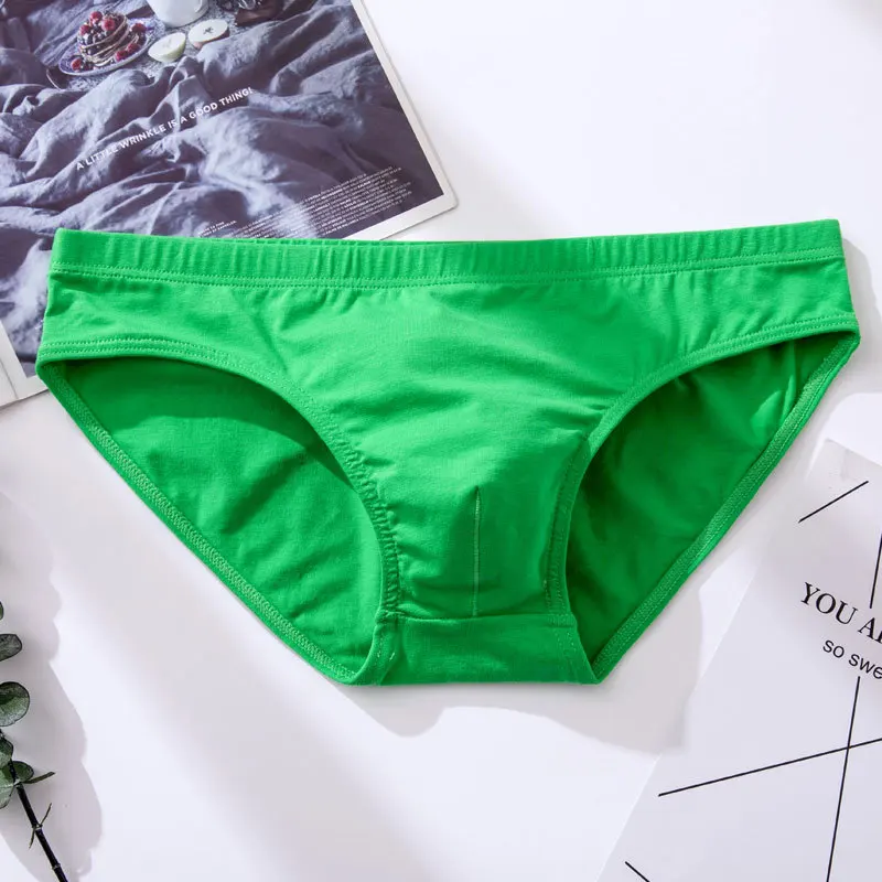 Męskie slipy bawełniane w stylu bikini - jednolity kolor Zielony
