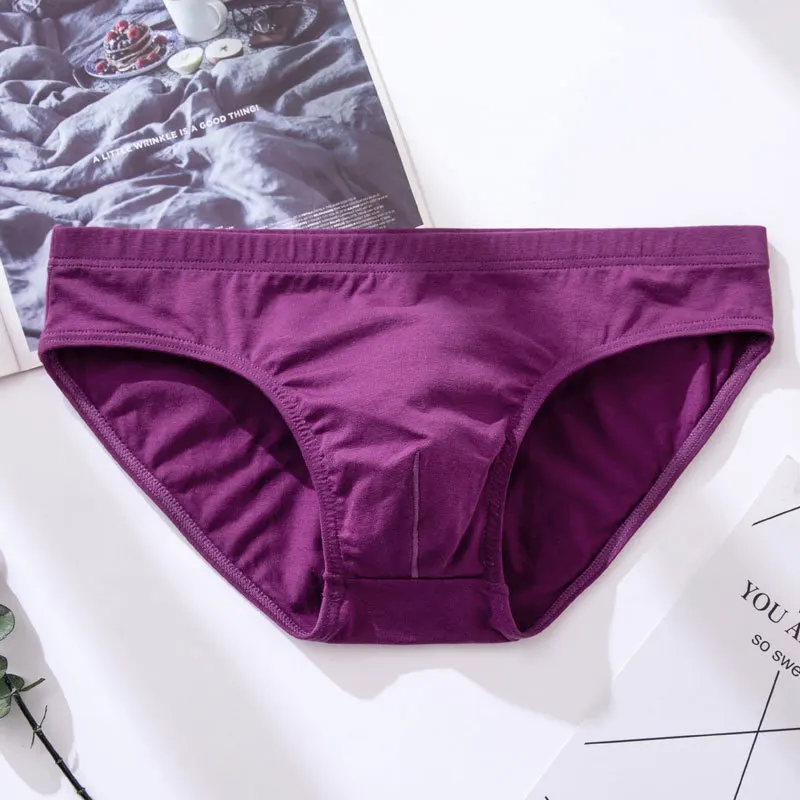 Męskie slipy bawełniane w stylu bikini - jednolity kolor Fioletowy