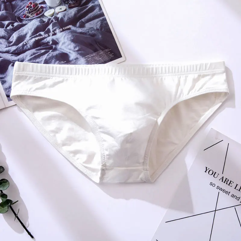 Męskie slipy bawełniane w stylu bikini - jednolity kolor Biały