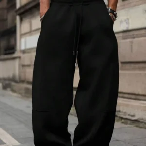 Męskie spodnie dresowe joggery streetwear z prostą nogawką Czarny