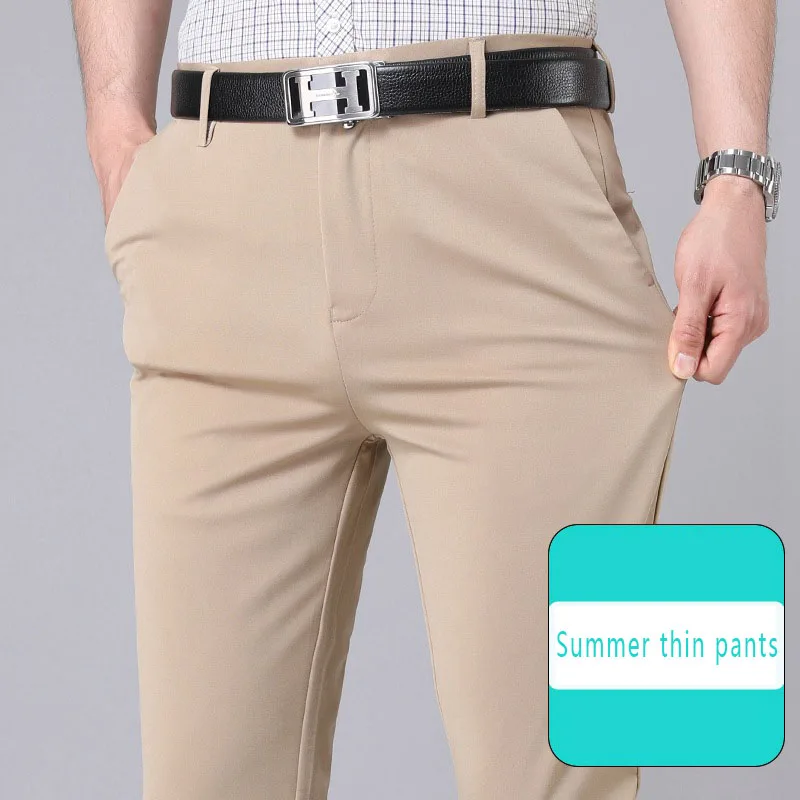 Męskie eleganckie spodnie casual ze stretchem szybkoschnące Picture color