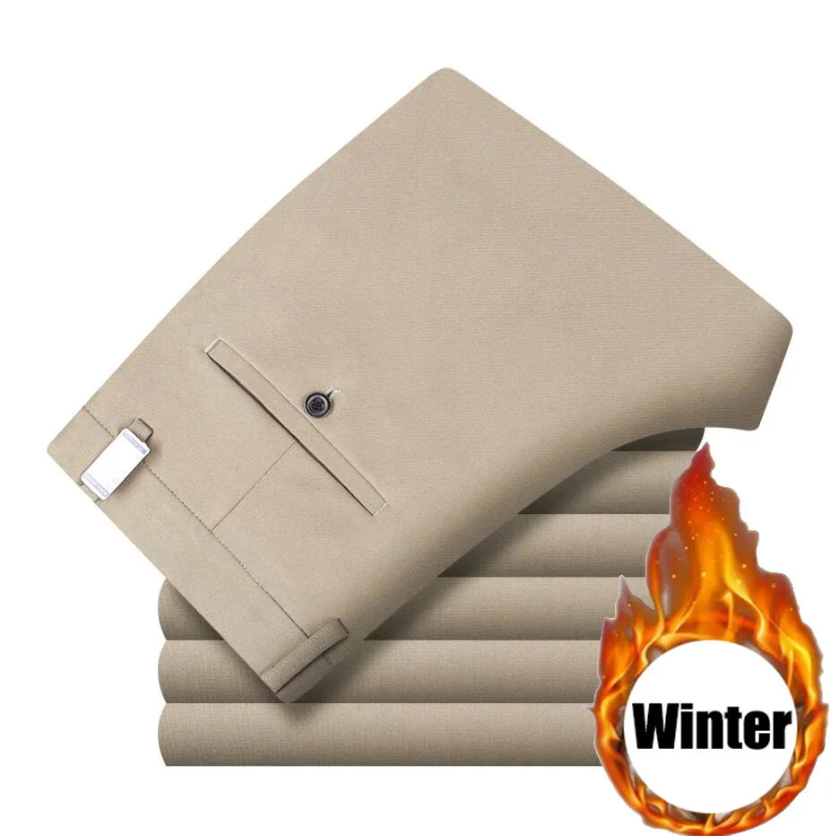 Męskie spodnie eleganckie plus size - duże rozmiary do 10XL Khaki