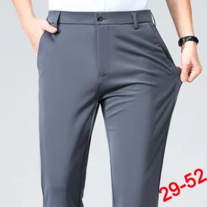 Męskie spodnie garniturowe plus size z elastyczną tkaniny Szary