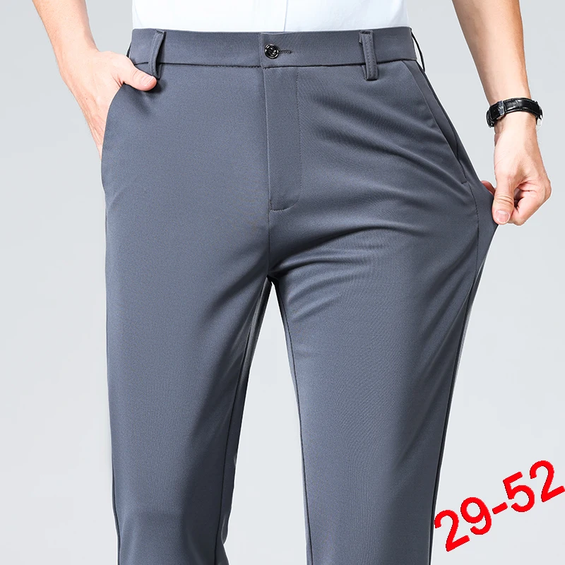 Męskie spodnie garniturowe plus size z elastyczną tkaniny Szary