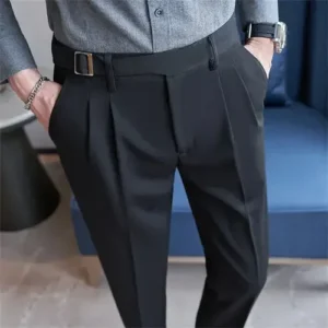 Męskie spodnie garniturowe slim fit eleganckie Czarny