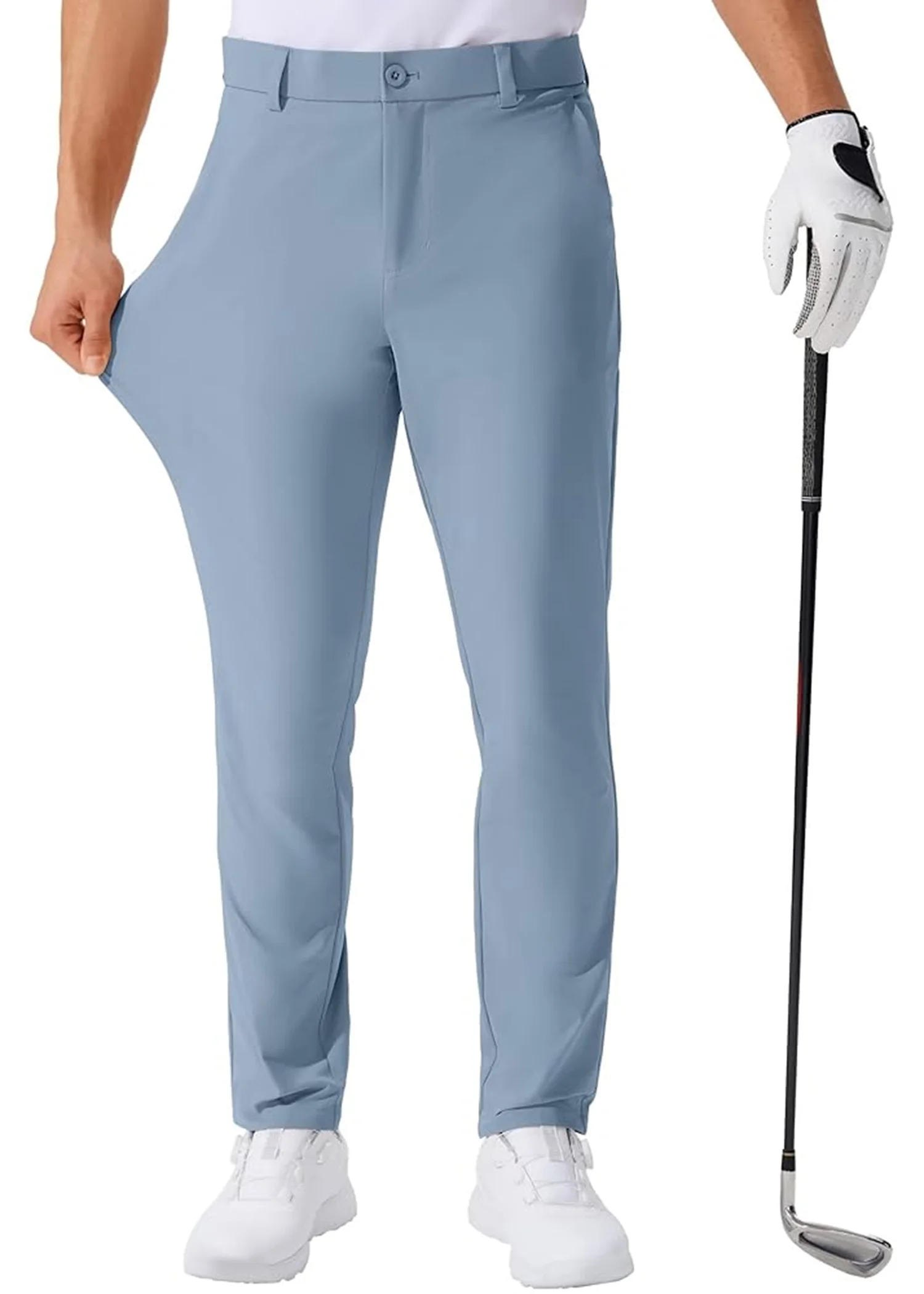 Męskie spodnie golfowe elastyczne, lekkie biznesowe Greyblue