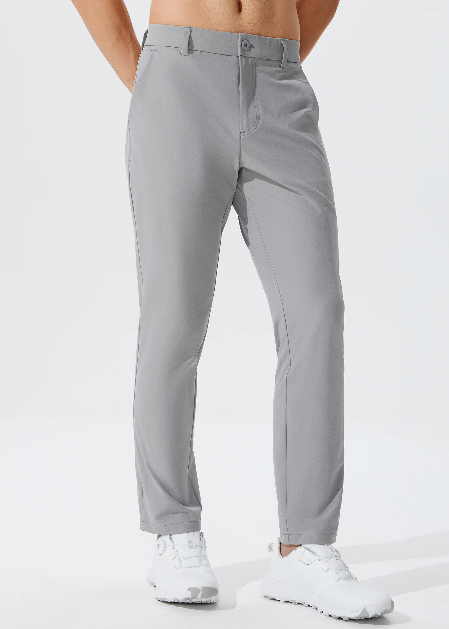 Męskie spodnie golfowe elastyczne, lekkie biznesowe Lightgrey