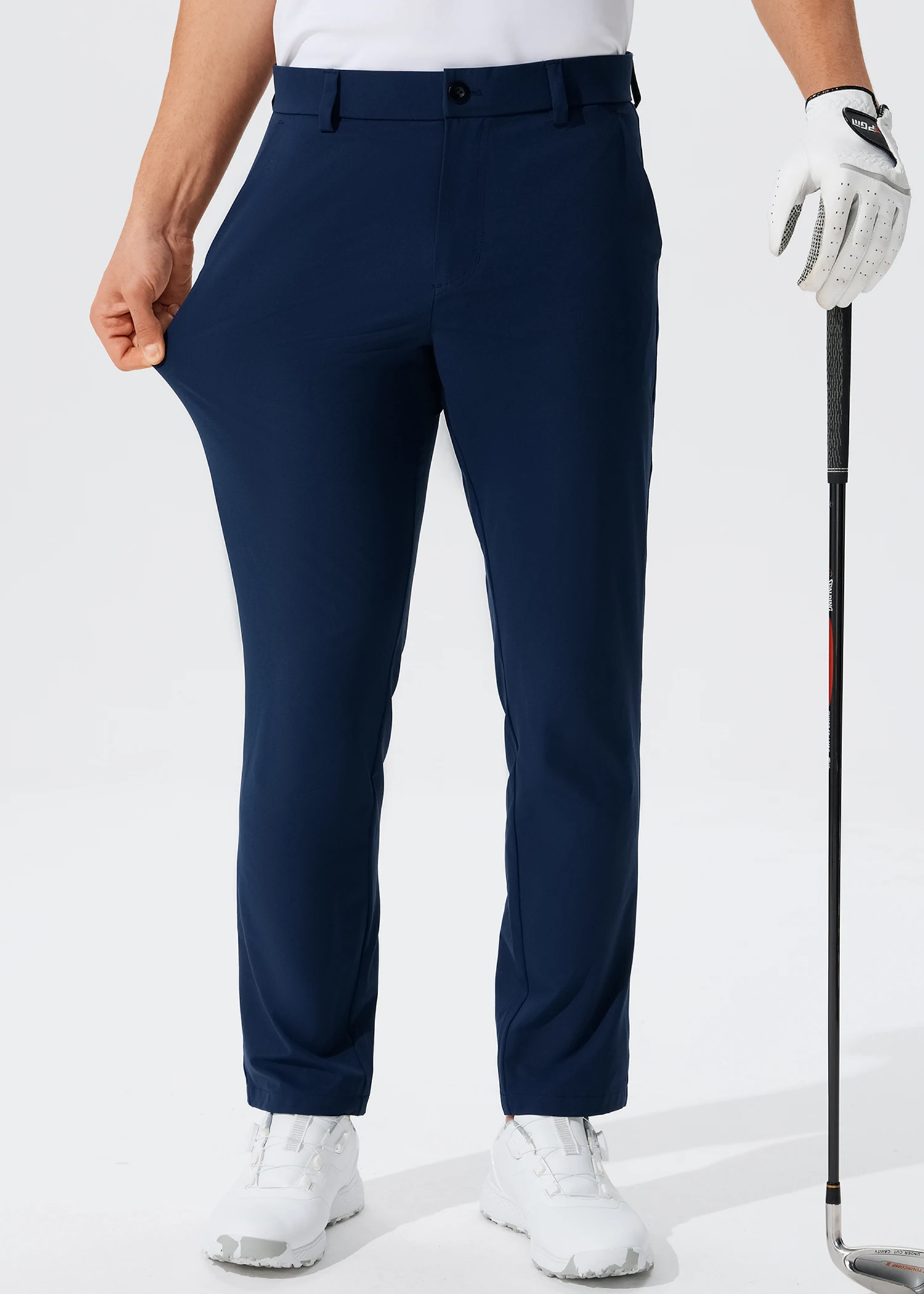 Męskie spodnie golfowe elastyczne, lekkie biznesowe Granatowy