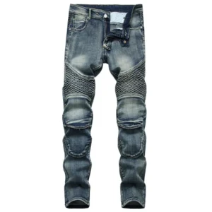 Męskie spodnie motocyklowe jeans z ochroną No zipper