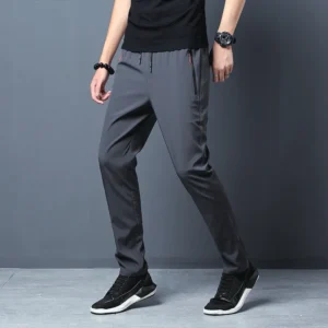 Męskie spodnie casual slim fit z elastyczną talią, duże rozmiary Ciemnoszary