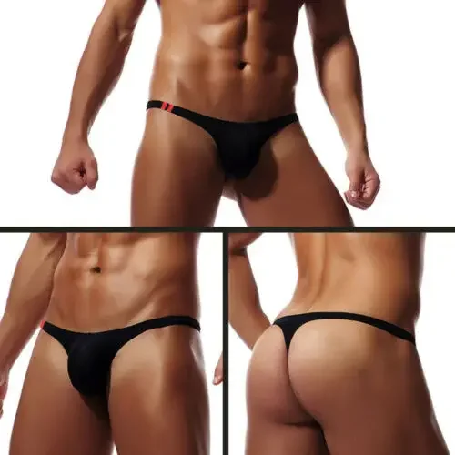 Męskie stringi jockstrap oddychające bawełna Czarny
