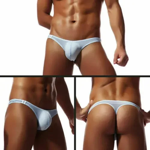 Męskie stringi jockstrap oddychające bawełna Jasnoniebieski