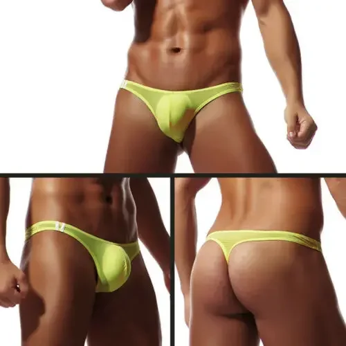 Męskie stringi jockstrap oddychające bawełna Żółty