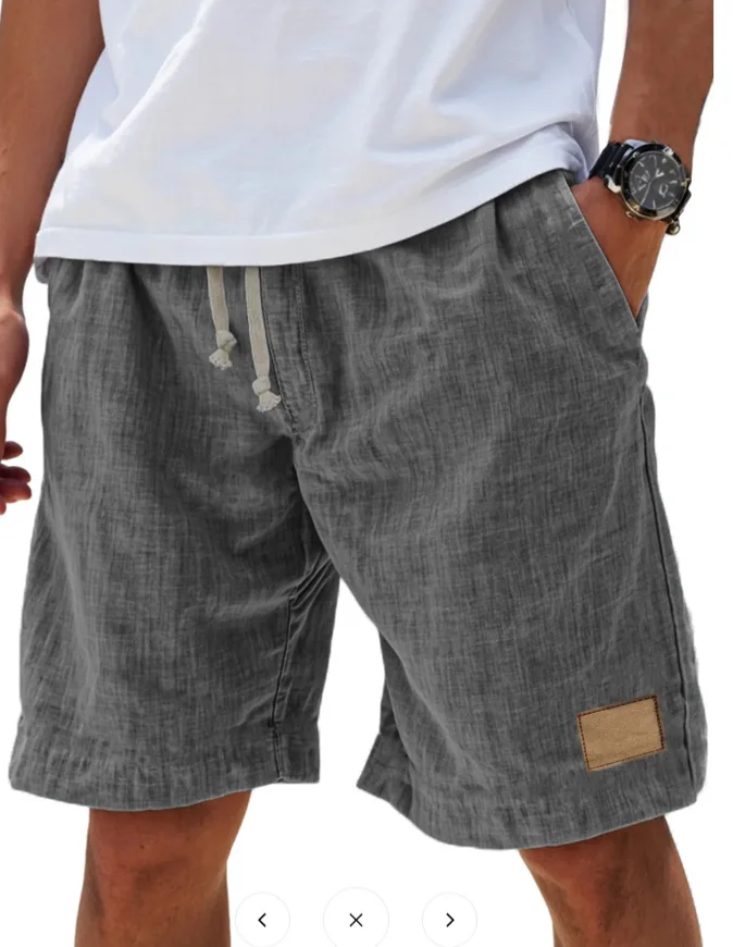 Męskie szorty lniane w stylu retro streetwear Szary