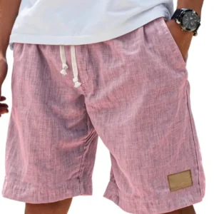 Męskie szorty lniane w stylu retro streetwear Różowy