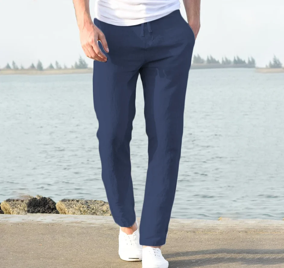 Męskie lniano-bawełniane szorty ze sznurkiem w stylu streetwear Mmck 01