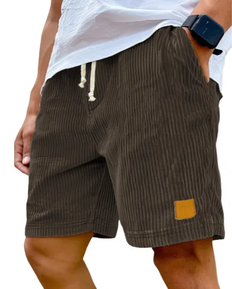 Męskie szorty sztruksowe w stylu retro Brązowy