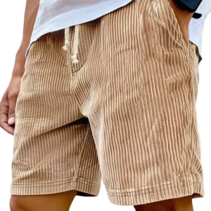 Męskie szorty sztruksowe w stylu retro Khaki