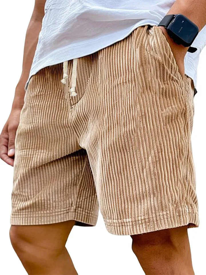 Męskie szorty sztruksowe w stylu retro Khaki