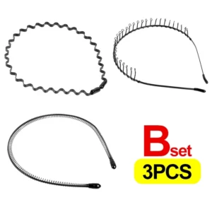 Metalowa opaska do włosów falowana - sportowa obręcz unisex Set b ()