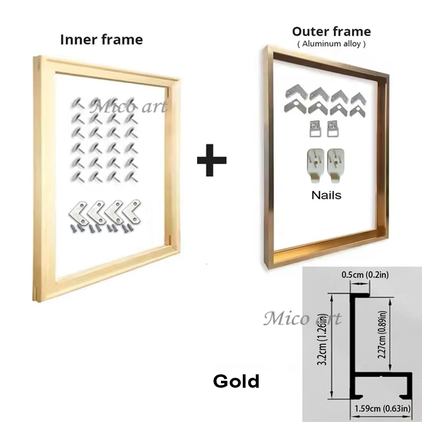 Metalowa rama do obrazu typu floater frame - od 40x40 do 120x120 cm 50x120cm