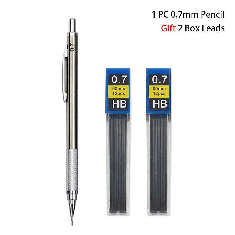 Metalowy ołówek automatyczny z wkładami HB - zestaw 0,3-2,0 mm Czerwony