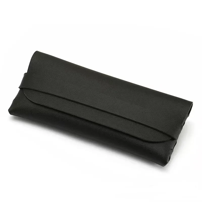 Miękkie skórzane etui na okulary czarno-białe unisex do podróży Czarny