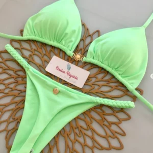 Mikro bikini sznurowane jednolite damskie Niebieski