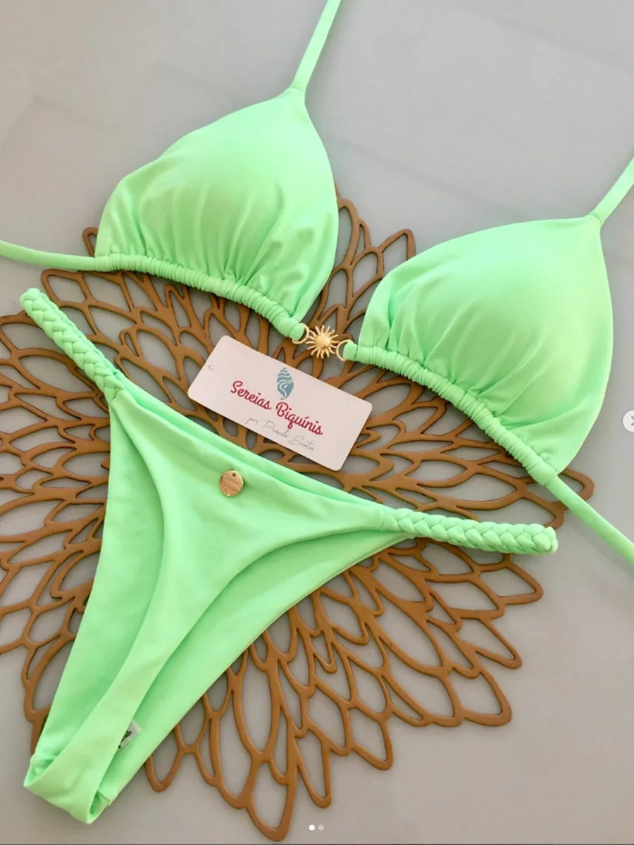 Mikro bikini sznurowane jednolite damskie Niebieski