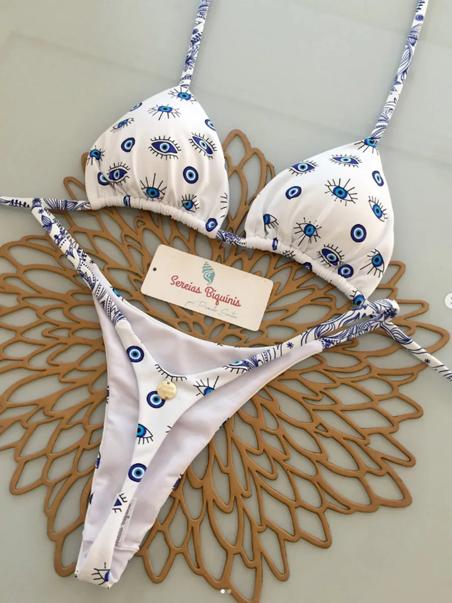 Mikro bikini sznurowane jednolite damskie Różowy