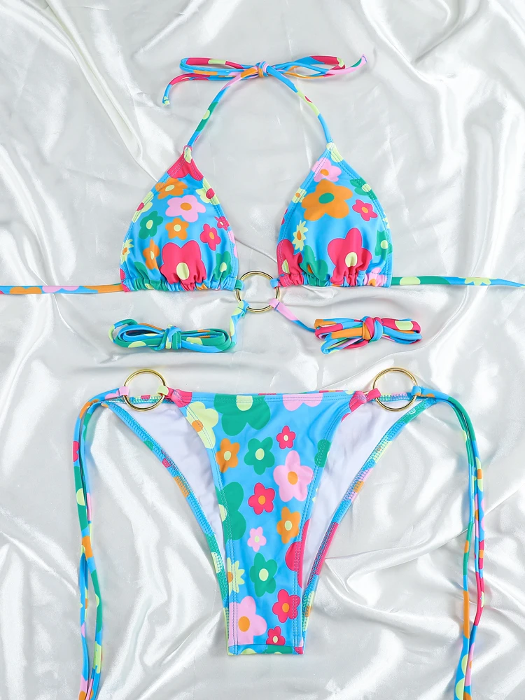 Mikro bikini damskie z wycięciami niski stan trójkątny krój Khaki