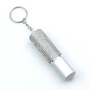 Mini atomizer perfum 10 ml z breloczkiem – metalowy błyszczący Ciemny szary