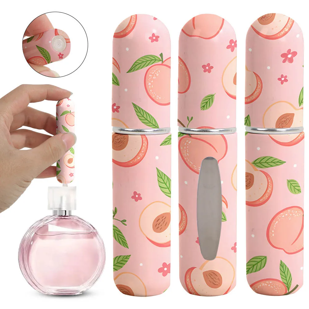 Mini butelka na perfumy z zawieszką i wzorem kwiatowym 5 ml Bordowy