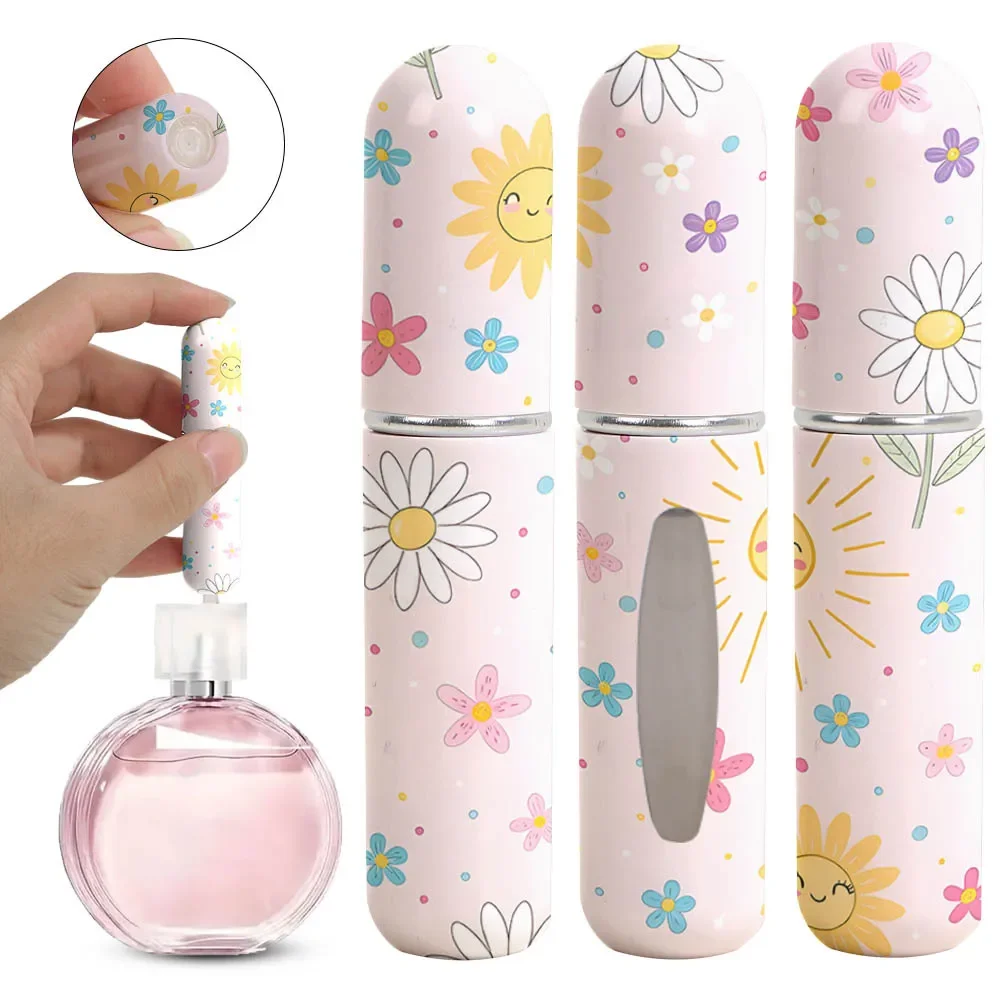 Mini butelka na perfumy z zawieszką i wzorem kwiatowym 5 ml Ciemny szary