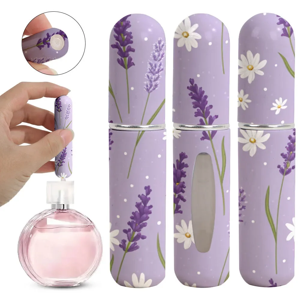 Mini butelka na perfumy z zawieszką i wzorem kwiatowym 5 ml Jasnozielony