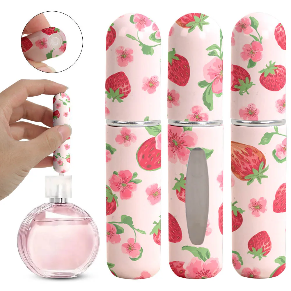 Mini butelka na perfumy z zawieszką i wzorem kwiatowym 5 ml Wielo