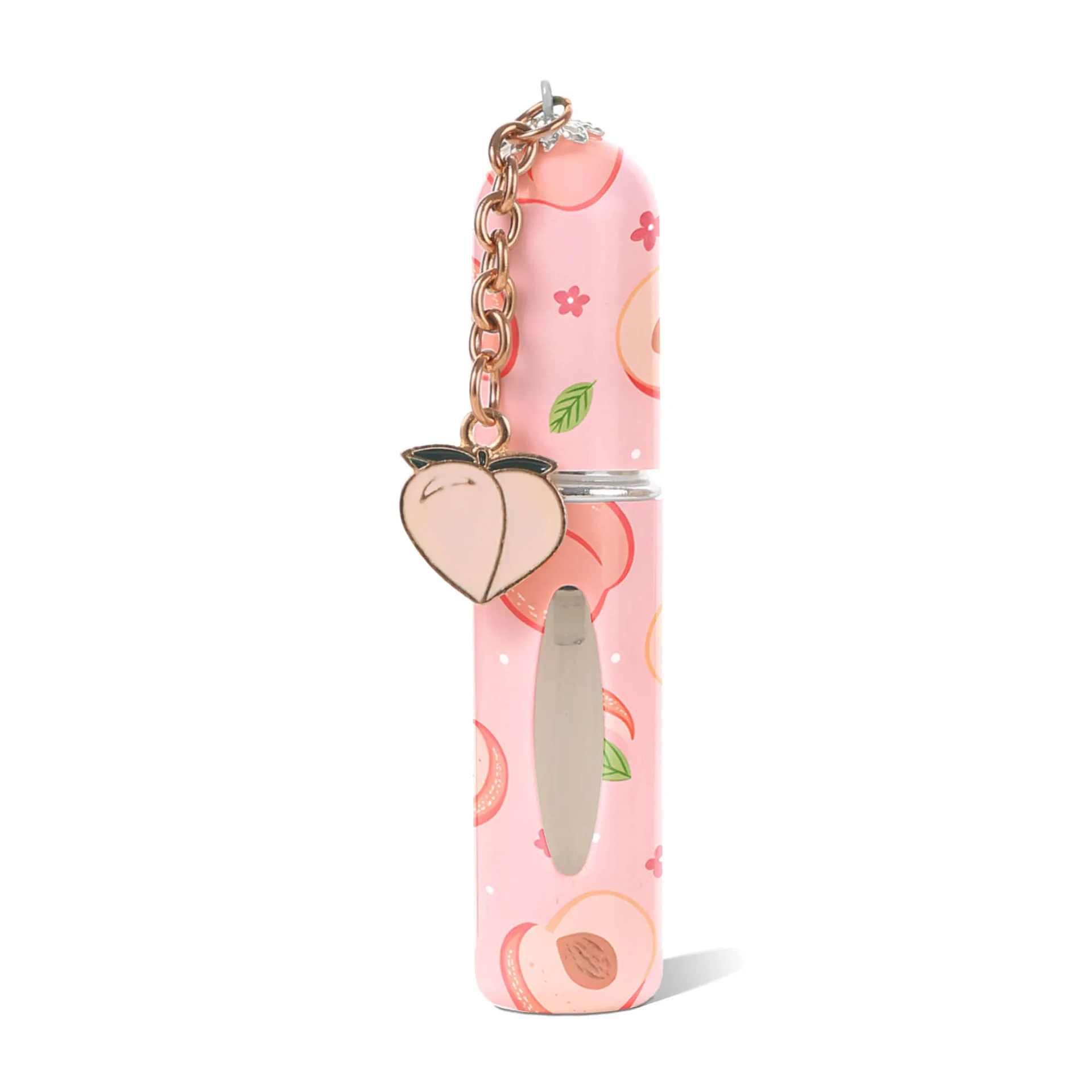 Mini butelka na perfumy z zawieszką i wzorem kwiatowym 5 ml żółty