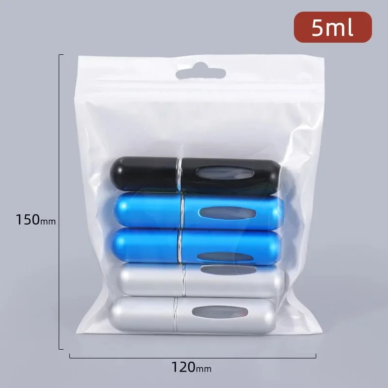 Mini butelki na perfumy 5 ml z pompką - zestaw 5 sztuk podróżnych Ciemny szary