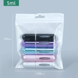 Mini butelki na perfumy 5 ml z pompką - zestaw 5 sztuk podróżnych Jasnoszary