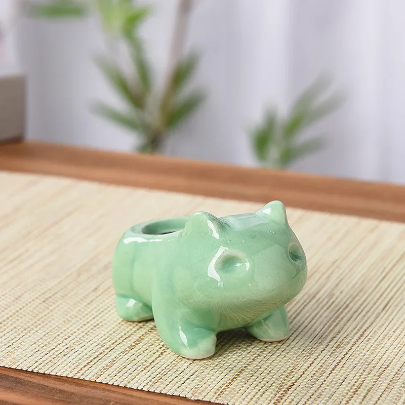 Mini ceramiczna doniczka na sukulenty z otworem żółty