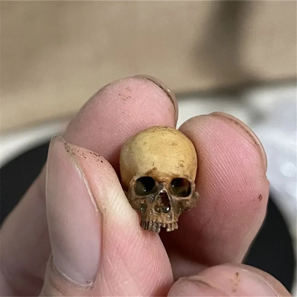 Mini czaszka miniaturowy model - dekoracja na Halloween Jasnoszary