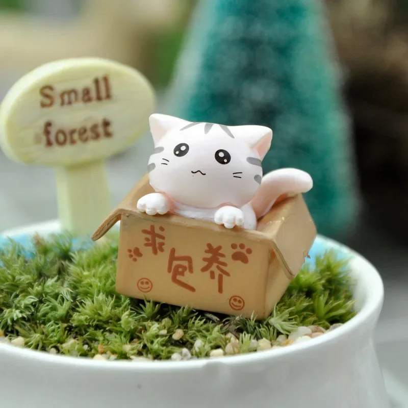 Mini figurka kociaka – słodka ozdoba ogrodowa i do pokoju Khaki