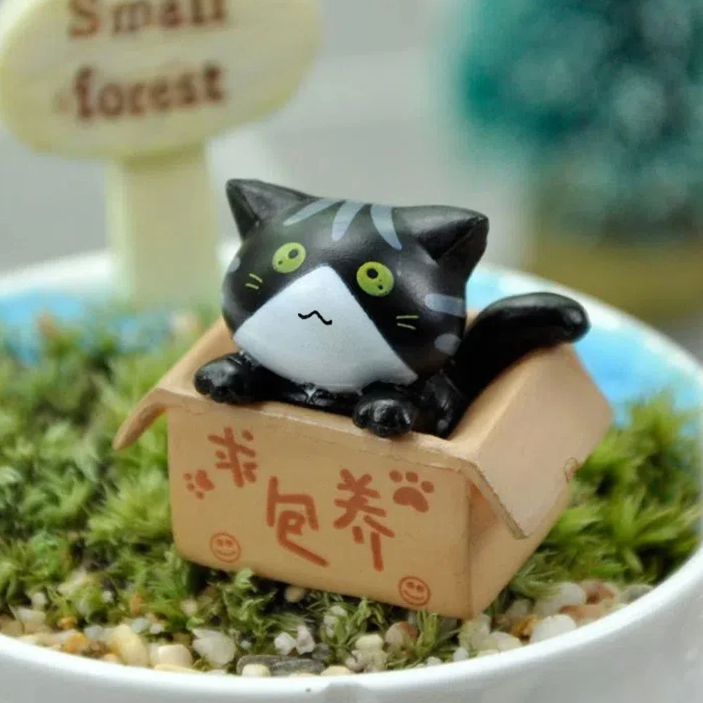 Mini figurka kota ozdoba ogrodowa i do auta Ciemny szary