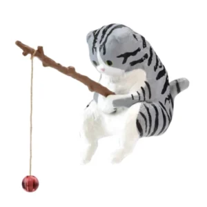 Mini figurka kota wędkarza z żywicy - ozdoba do akwarium Jasnozielony