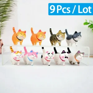 Zestaw mini figurek kotów Kawaii na prezent Jasnozielony