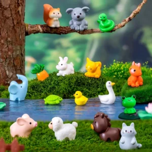 Mini figurki zwierząt 10/15 szt. do ogródka i terrarium Pomarańczowy