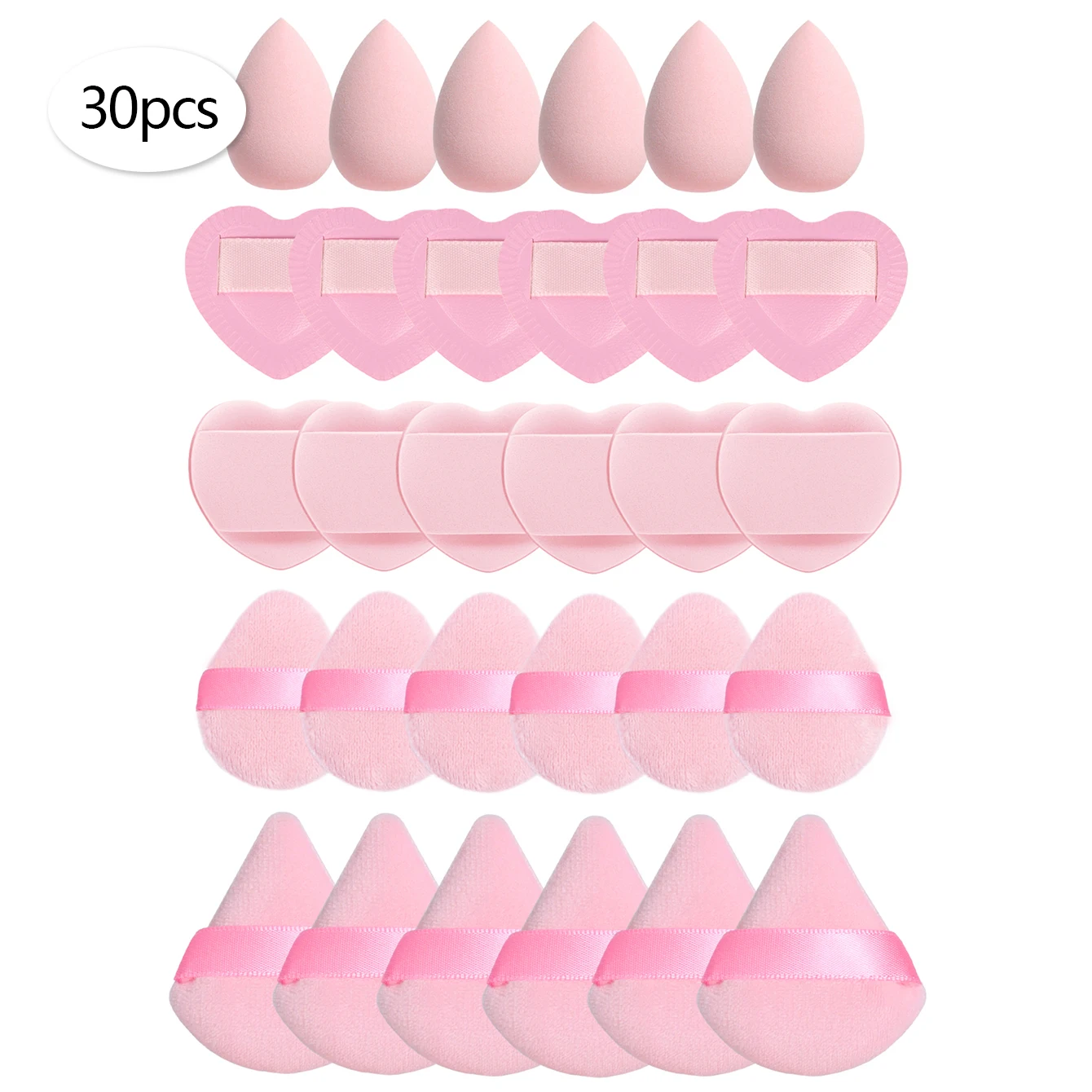 Mini gąbeczki do makijażu puff zestaw 15 lub 30 szt. Czarny